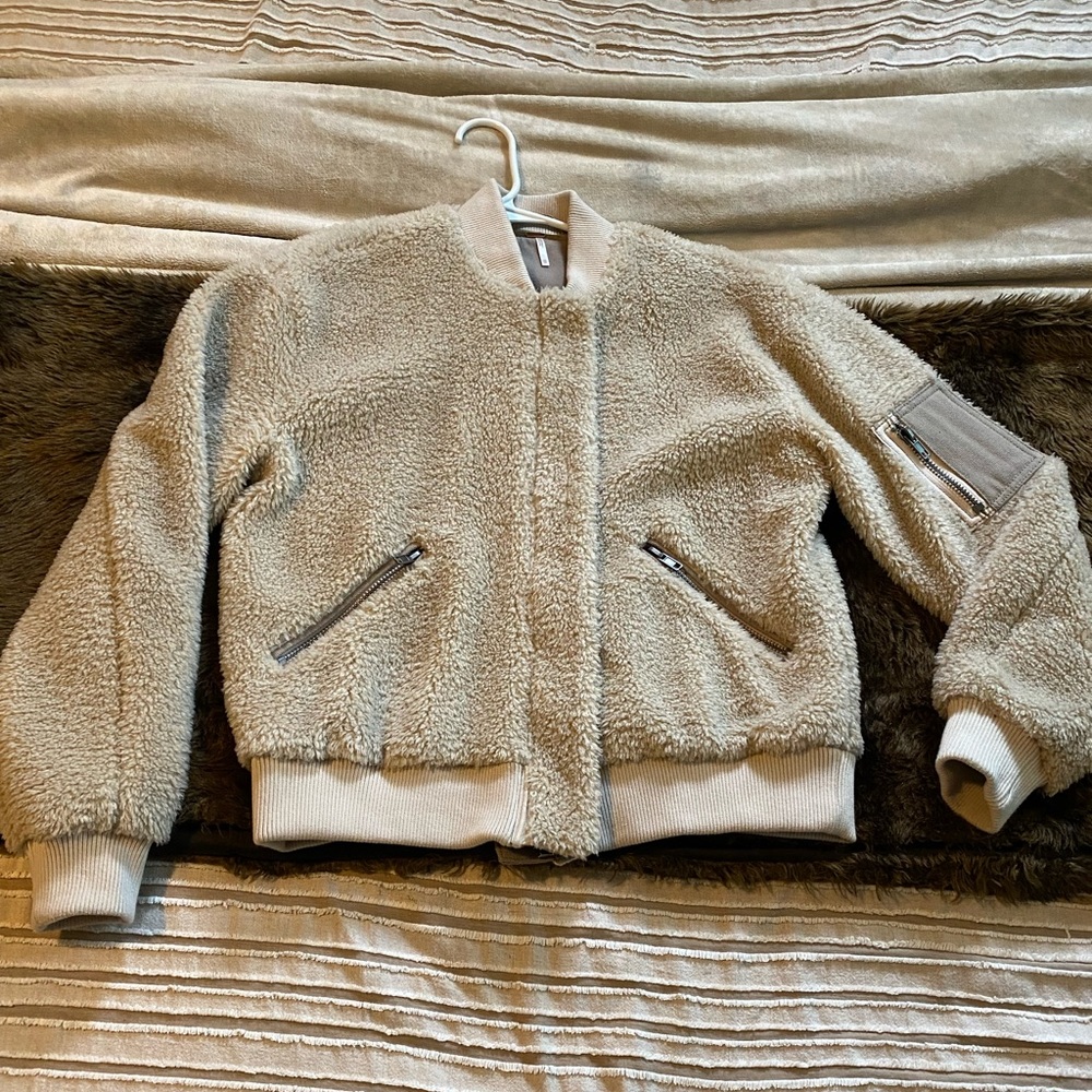 Free people oversized teddy bomber jacket